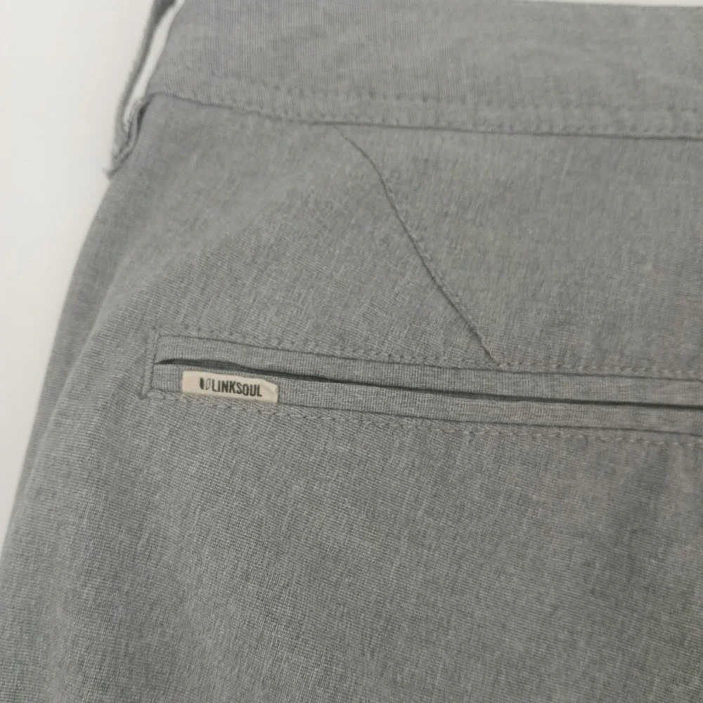 Linksoul Boardwalker Grey Heather Hybrid Golf Shorts Mens 35 Stretch Performance